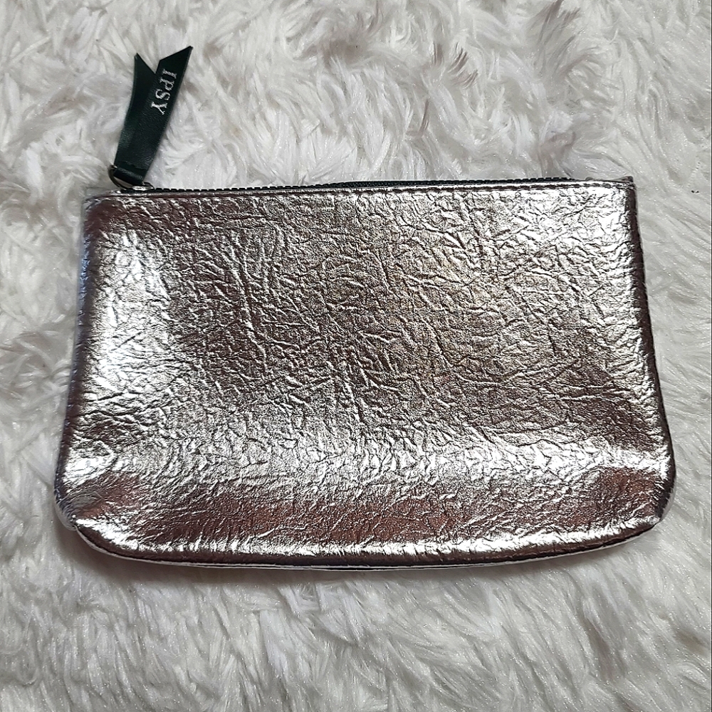 IPSY Silver Textured Makeup Bag (NWOT)